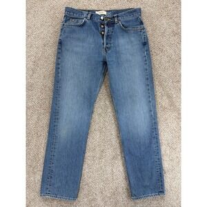 Vintage '00 GAP High Waisted Boy Fit Jean Womens 10 Blue Button Fly USA Made Y2K